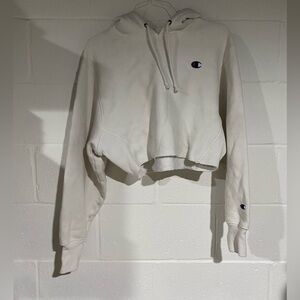Champion Women's White Hoodie Sweater medium